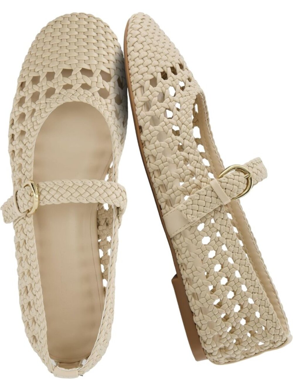 Women's Flats with Adjustable Strap –Comfortable Mary Jane Ballet Wheat Flats
